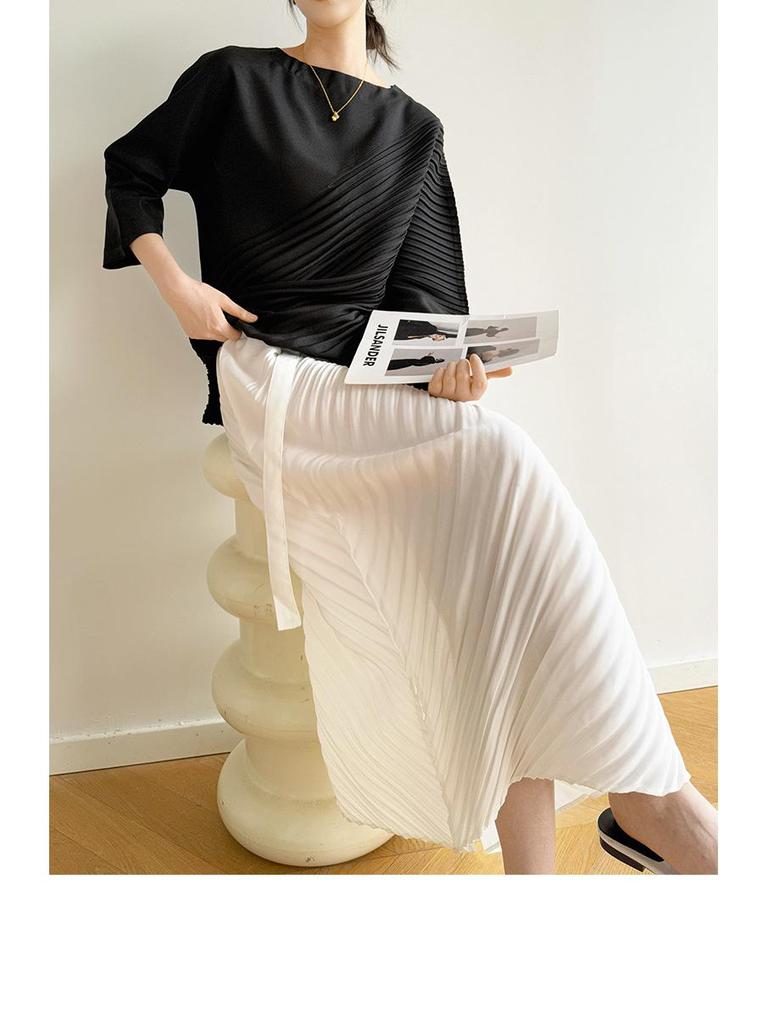 2026 Spring New Miyake High-End Irregular Pleated Plus Size Loose Casual Top