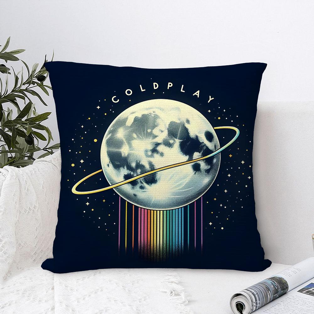 Federa Cuscino Banda Musicale C-Coldplay Tessuto Peluche Morbida Federa Stampa Double Sided Copricuscino per Divano Copricuscino