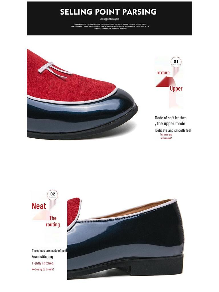 Men's British Style Slip-On Leather Loafers: Plus Size, Color Block, Pointed Toe, Bow Detail, Formal & Casual.