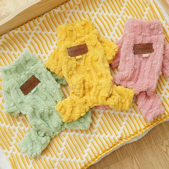 Dog Pajamas Plush Turtleneck Dog Sweater with D-ring Winter Warm Clothes Puppy Onesies for Boy Girl Small Medium Dogs