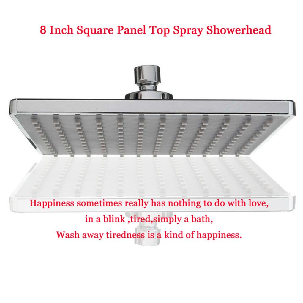 8 Inch Square Shower Head ABS Plastic Single Spray Touch Clean Easy To Install Luxury Rainfall Shower SPA Bathroom Accessories