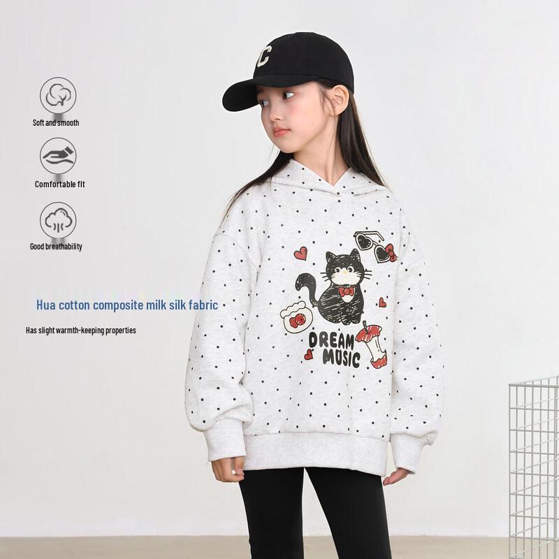 LUSON Girls' Polka Dot Hooded Sweatshirt