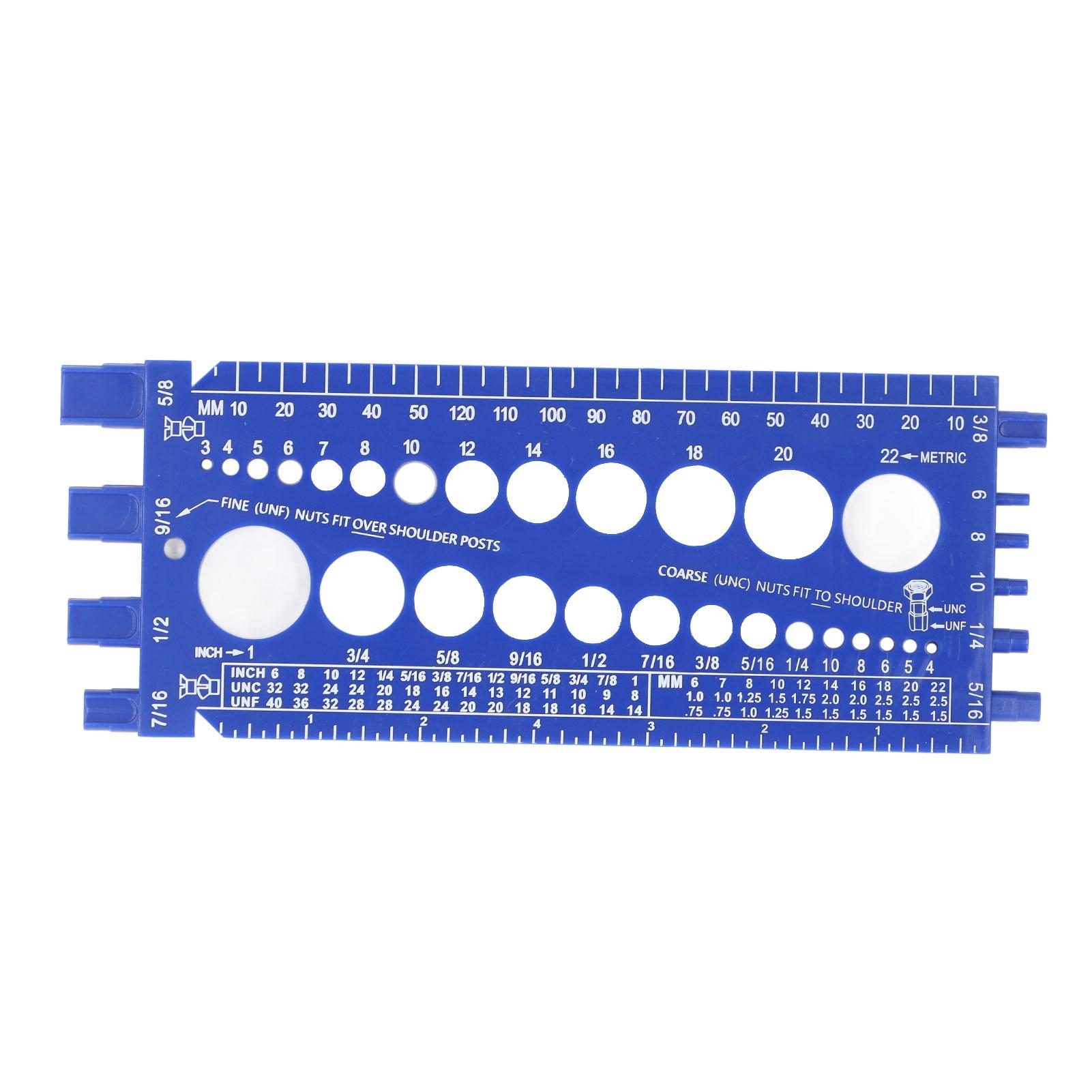 

Перевірка калібру різьби гайкового болта від M3 до M22 у метричній системі та №4 до 3/4 британських розмірів Ідентифікатор болта та гайки Blue