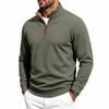 Men's Heavy Weight Knit Zip Up Sweatshirt with Stand Collar Loose Fit Thermal for Casual Wear