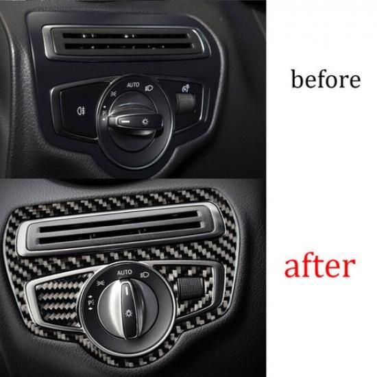 Function Control Button Frame Trim 3X For Mercedes-Benz GLC 2016-21 Carbon Fiber