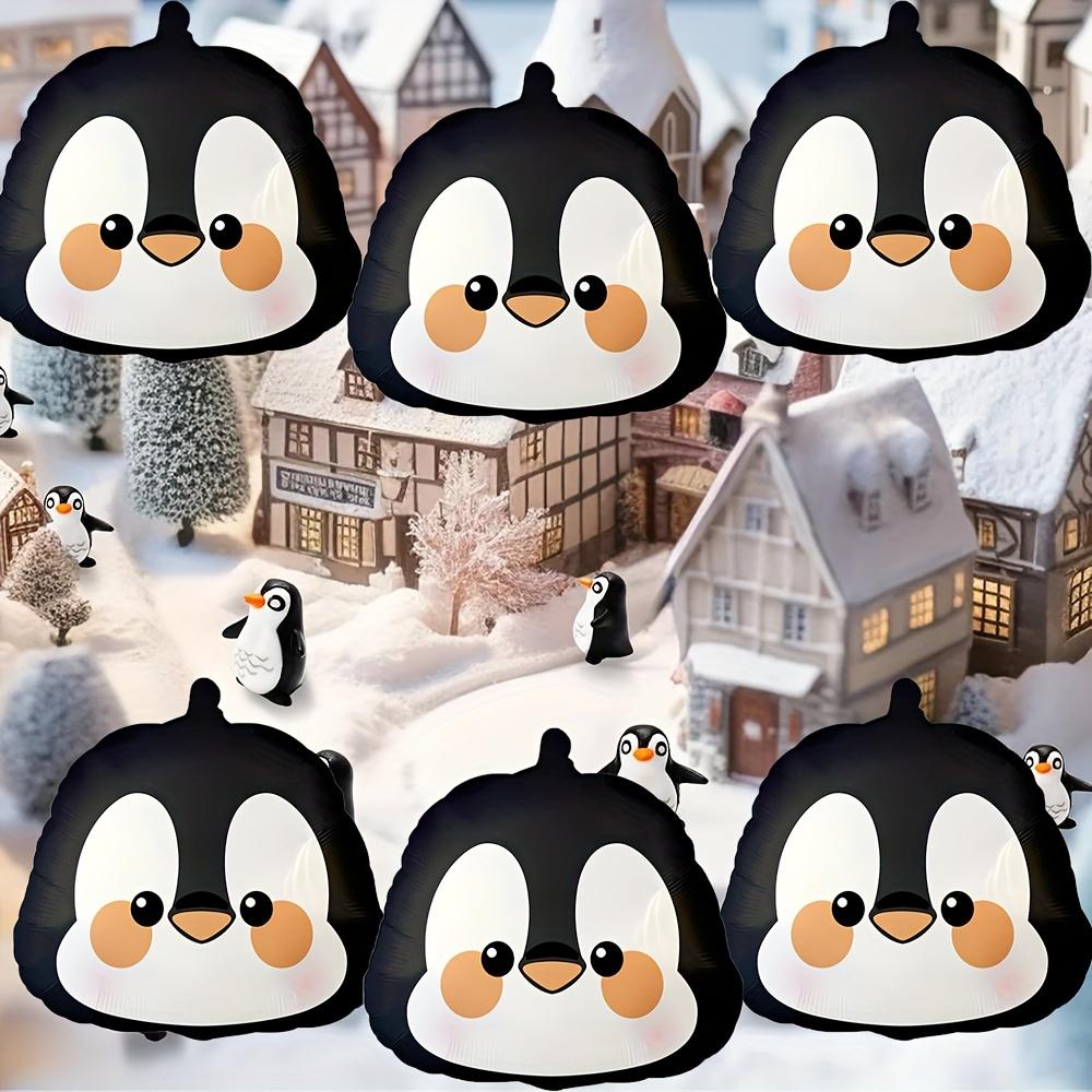 6-Pack of Penguin Head Foil Balloons Suitable for Birthday Parties and Animal-Themed Party Decorations