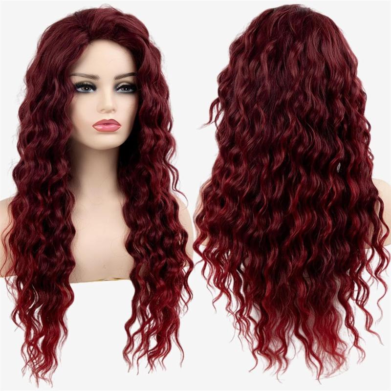 Reddish Curly Synthetic Wigs for Women Long Hair Natural Hairline Heat Resistant Cosplay Lolita Wig Drag Queen