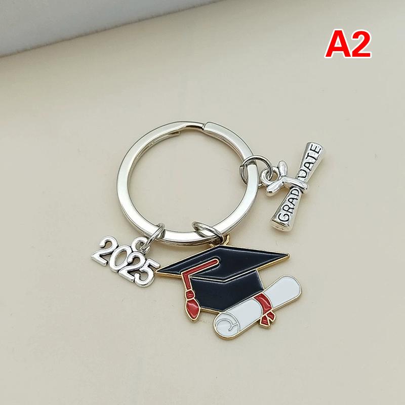 10Pcs 2025 Graduation Gown Cap Keychain Ring Student Women Jewelry Personalized Accessories  Pendant Memorial Gifts