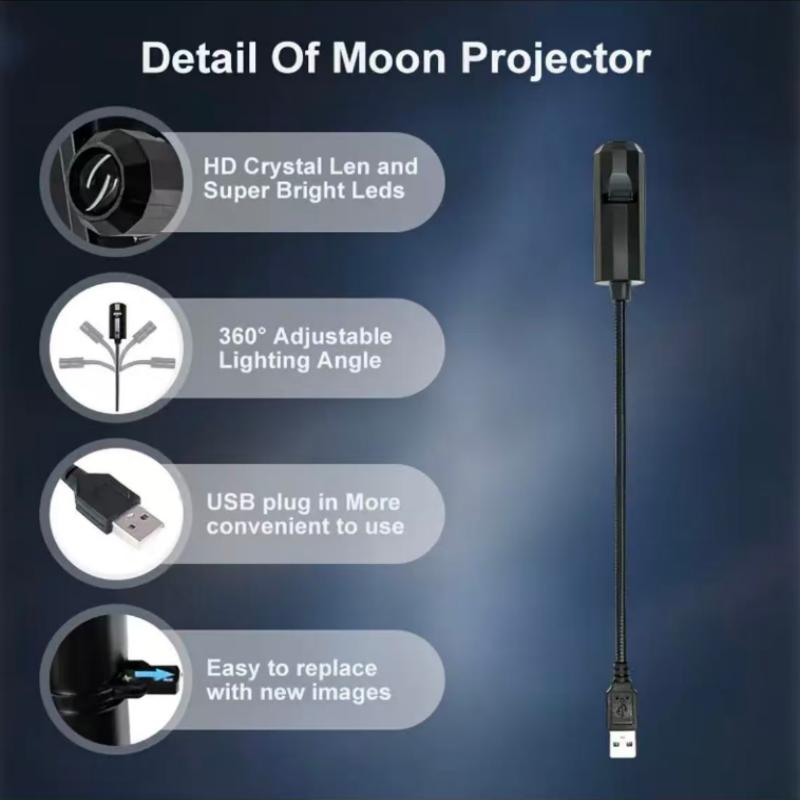 USB LED Projector Light - 3/4pcs Projection Patterns Adjustable USB Night Light for Halloween Christmas Decorations