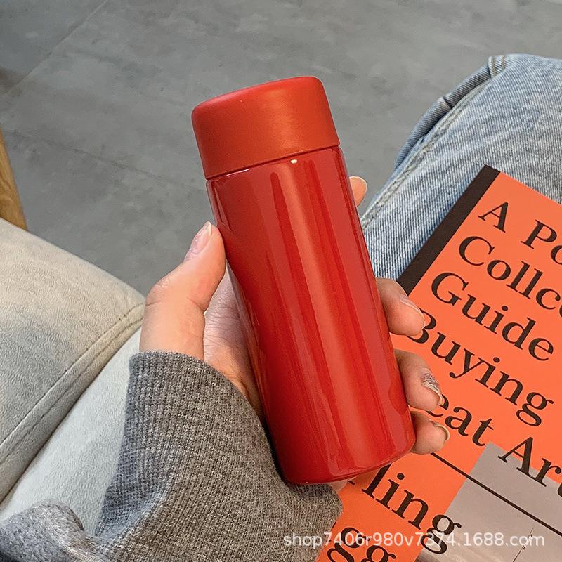 Frosted Mini Thermos Cup For Women, Small And Portable With Tea Compartment, Simple Small-Capacity Water Cup, Portable Pocket Cup