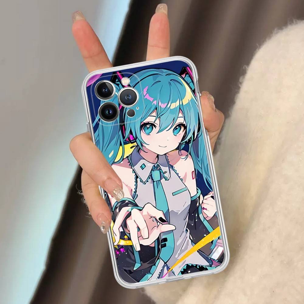 Hatsun M-MikuES Anime Für IPhone 11 12 13 14 15 16 17 Pro Max Plus 13 Mini Silikon Weich Transparent Rückseite