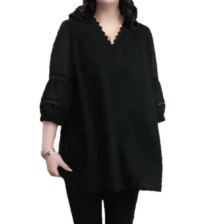 2025 Spring/Summer Plus Size Lace Top – Slimming Loose Fit Women's Fashion