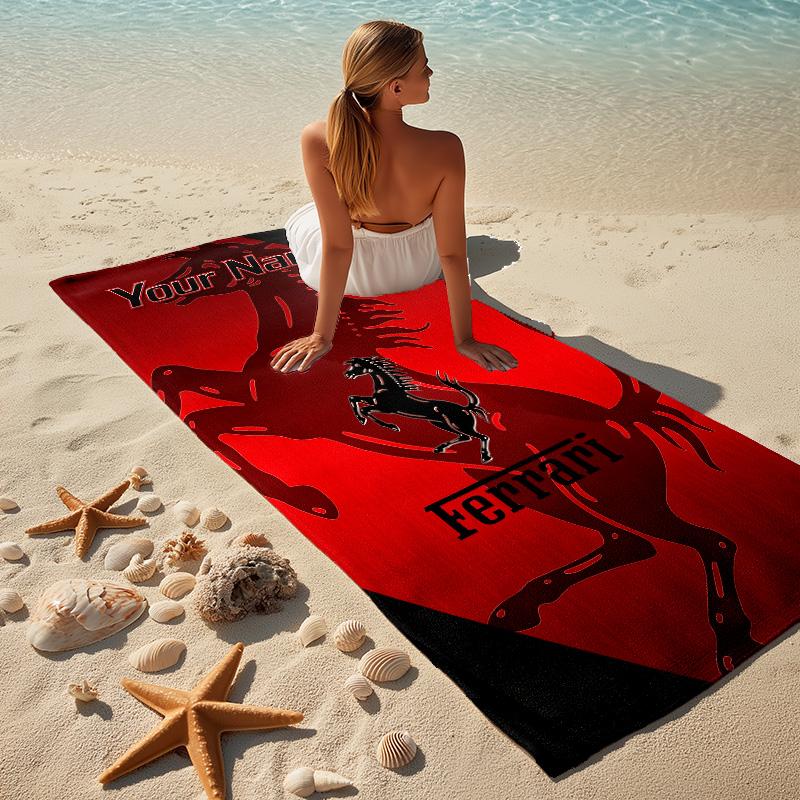 Custom Name Horse Stylish Digital Printing Beach Towel Quick‑Drying Absorbent Blanket for Beach Pool Gym Travel