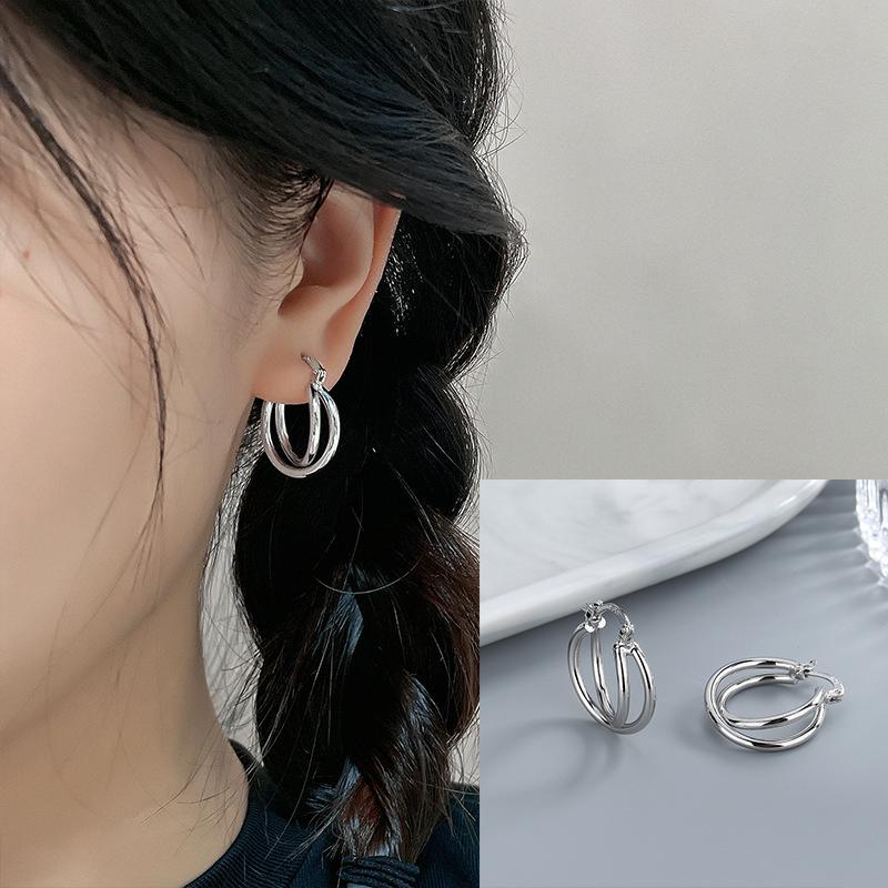 VENTFILLE 925 Sterling Copper Chunky Hoop Earrings for Women Geometric Circle Punk Ear Zircon Party Gifts 2023 New Dropshipping