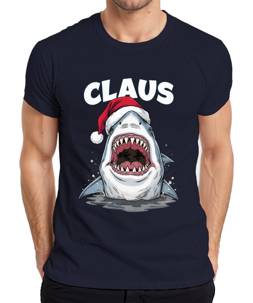 Claus Christmas Shark Santa Hat Shark Movie Parody Unisexs Tshirt S