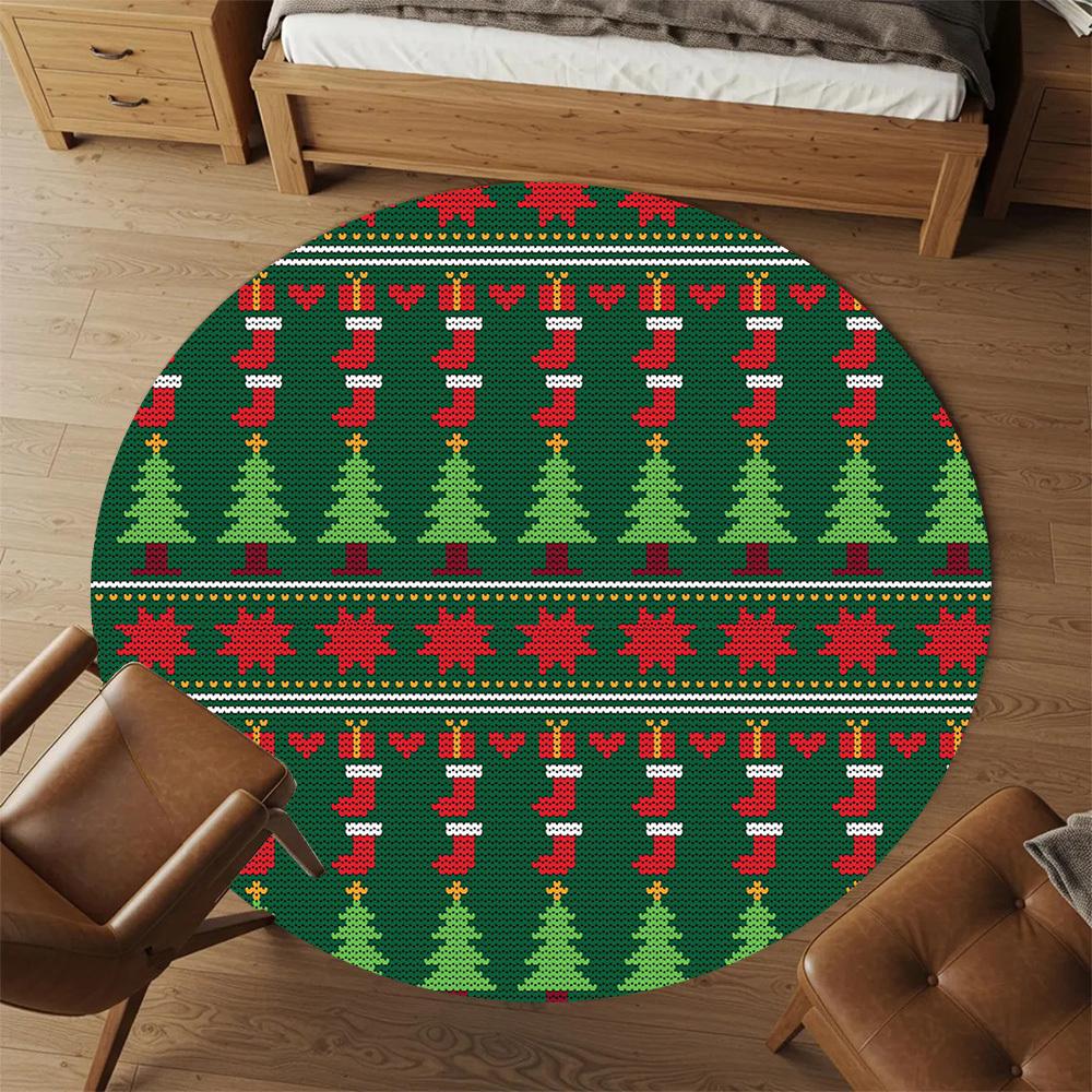 1pc Christmas tree Round Chair mat Area Rug - Non-Slip, Floor Mat for Office, Bedroom, and Indoor Decor -1002152