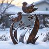 Vogel Wildblume Metall Gartenstecker Dekorativer Außenpflanzenstecker Rustikales Gartendekoration mit Vogel-Blumendesign für Hof Rasen Pflanzgefäße Dekoration