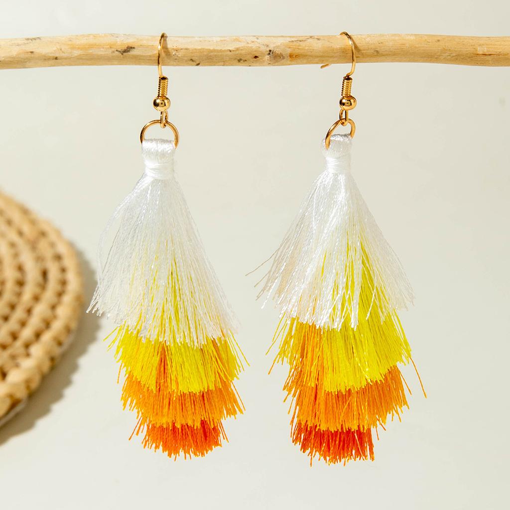 Halloween Funny Skull Tassel Rice Bead Earrings, Creative Rose Earrings