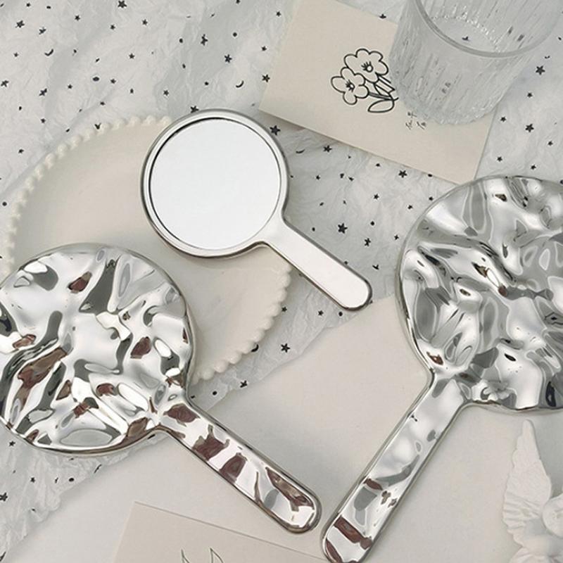 1Pc Retro Hand-Held Makeup Mirror Portable Beauty Mirror Home Beauty Tool