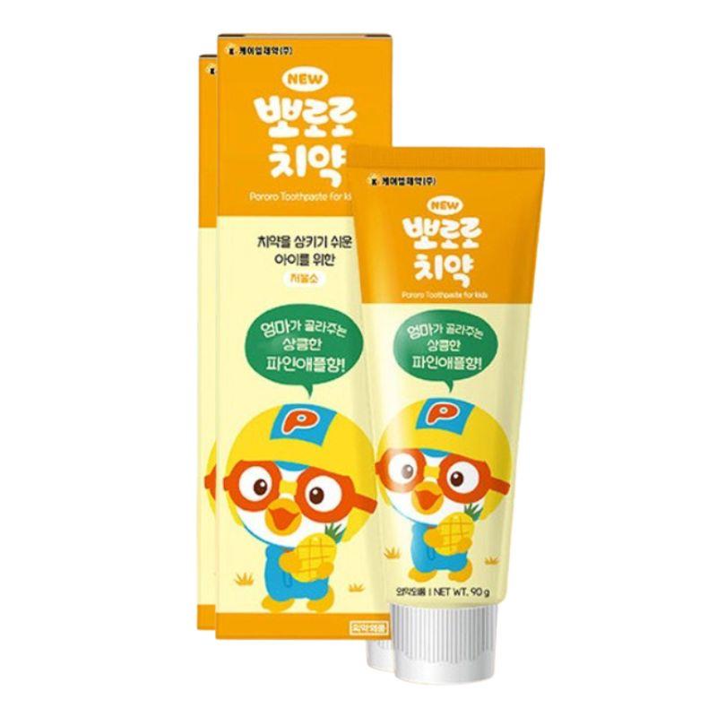 

KM Pharmaceutical Pororo Kids Pineapple Toothpaste Low Fluoride Toddler Oral Care 90g x4 Pack 1(total 4ea)