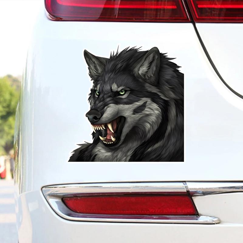 Car Sticker Cool Gray Angry Wolf Window Wall Automobiles Motorcycles Exterior Accessories Reflective PVC Decals