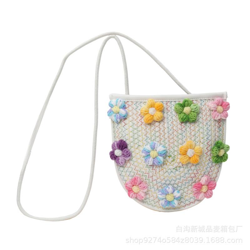 This Year's Popular Small Fresh Embroidery Woven Small Bag Women's 2025 New Trendy Foreign Shoulder Bag Crossbody Bag