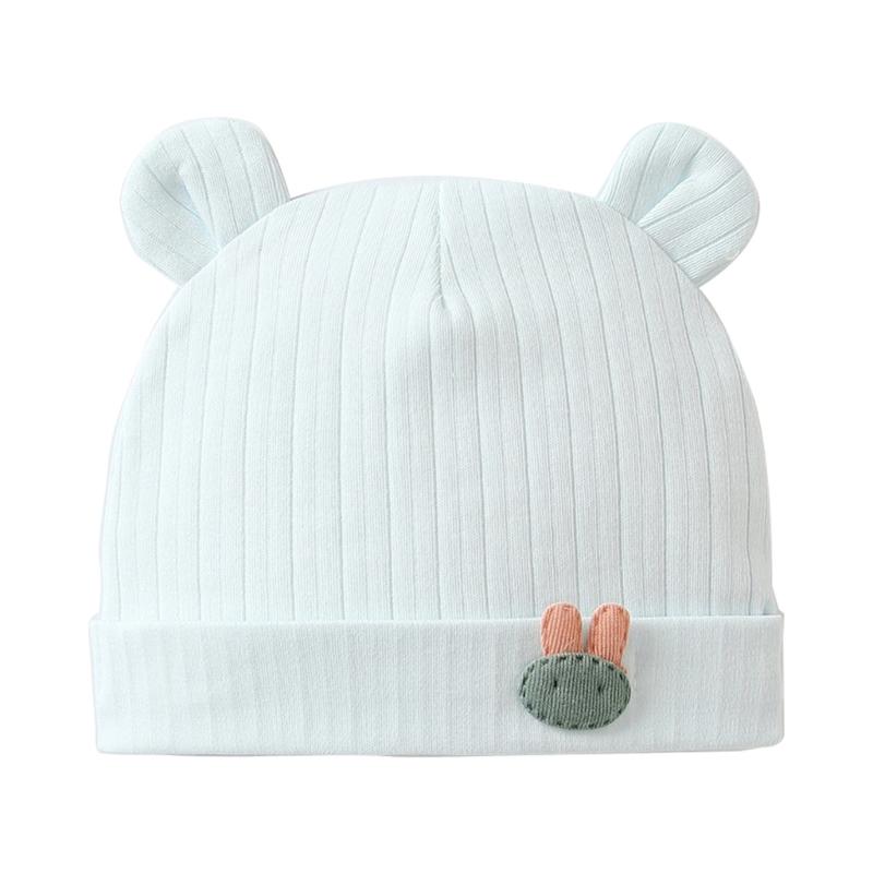 Lovely Newborn Hospital Hat Preemie Boys Girls Beanie Solid with Bear Pattern Infant Baby Hats for Spring Autumn Gift