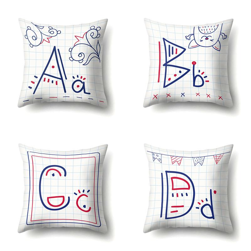 

Polyester Pillow Case Decoration Home 26 English Letter Printing Pillow Case British Style Bedside Cushion Cover No pillow core