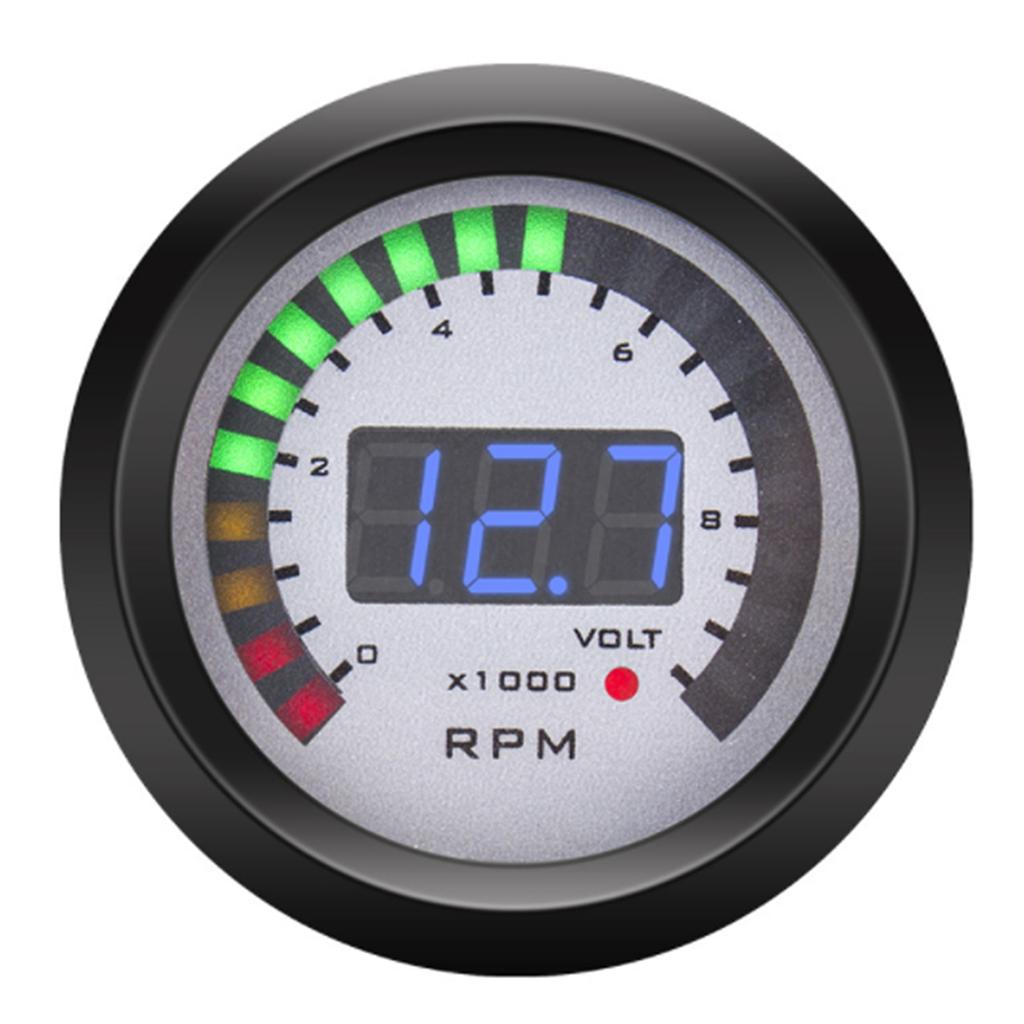 Digital Tachometer 52mm2in 0?9999 RPM Replacement for 12V 468 Cylinder Gasoline Vehicles