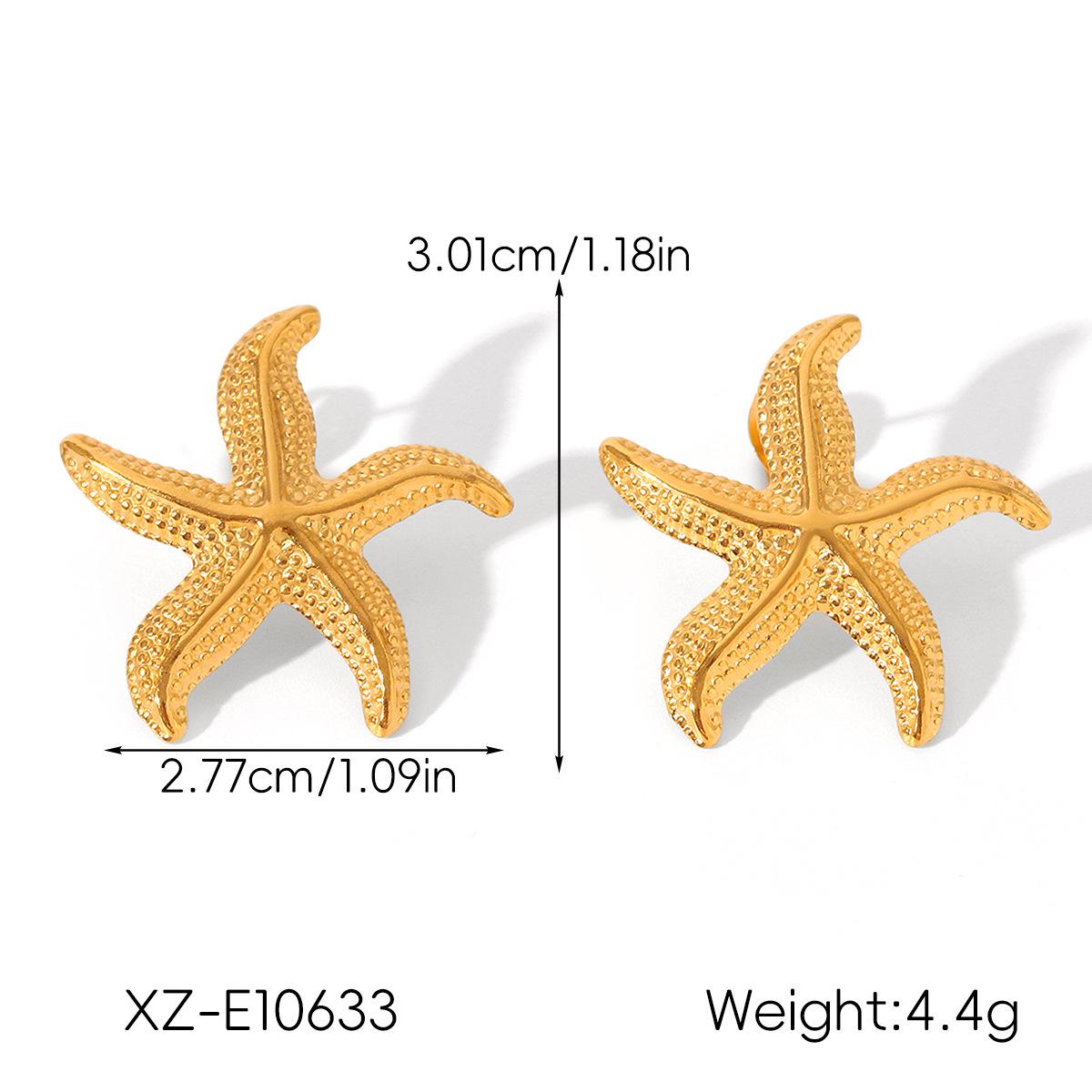 

Европейско-американский стиль, серьги из титановой стали с 18-каратной позолотой, в виде ракушки и морской звезды, на морскую тематику