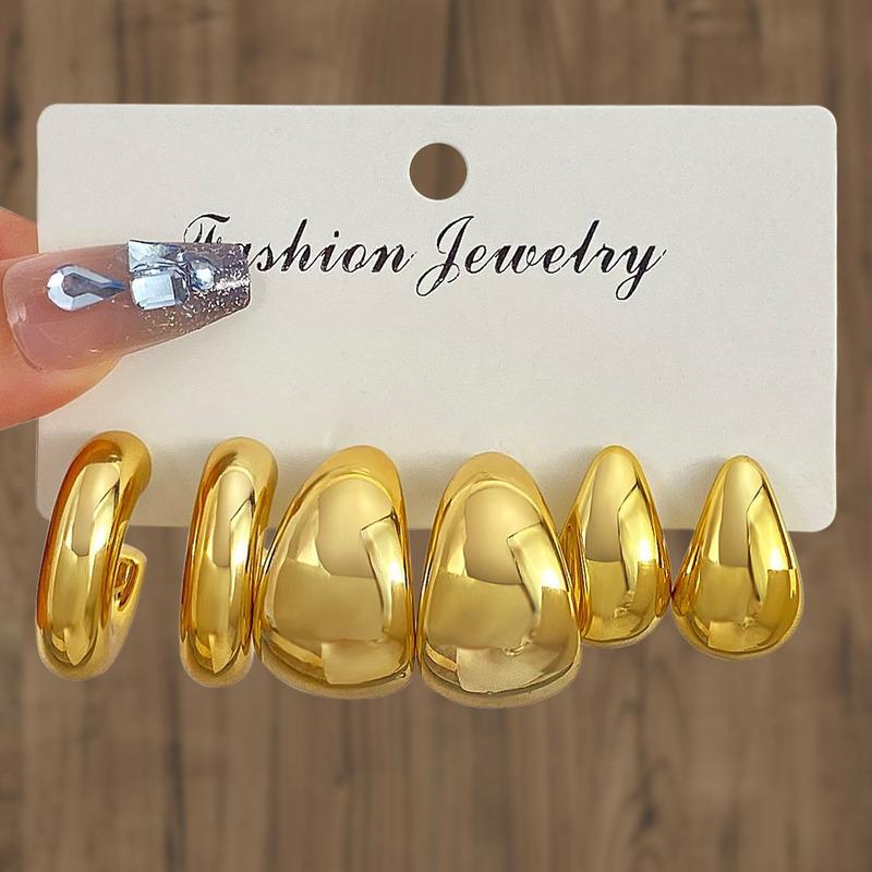 

6 шт. массивных витых сережек-колец в форме капли воды для женщин, классические минималистичные гладкие круглые серьги-подвески, ювелирные изделия, подарки на вечеринку моря