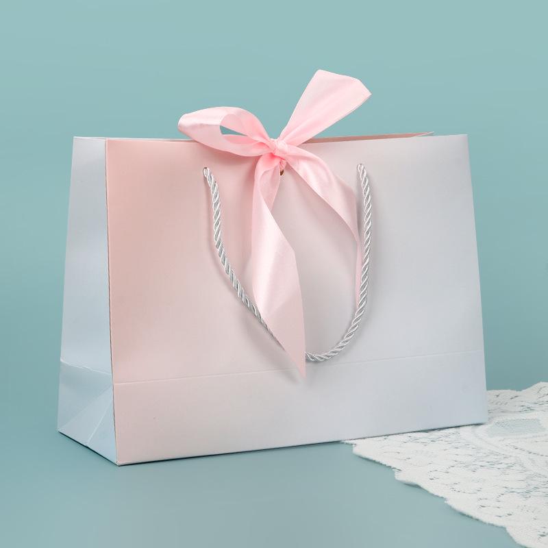 Handbag with Bow Ribbon - Gift, Shopping, and Makeup Paper Bag