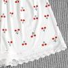 Lace Cherry Print Short-Sleeve Pajama Set: Sexy & Loose Homewear for Women