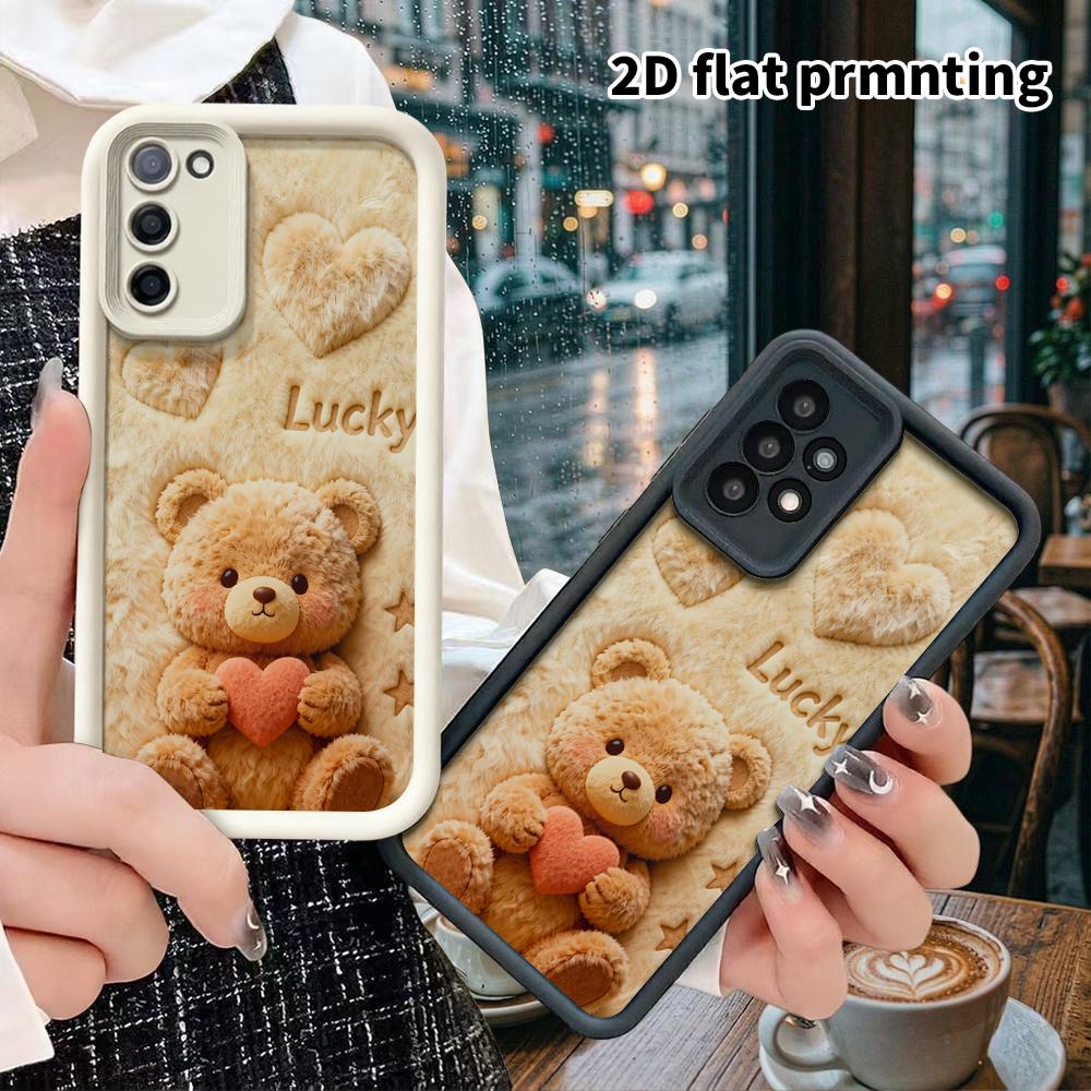 Phone Case: 2D Flat Samsung Galaxy A34 A35 M05 M06 S20 S22 S21 FE Plus 5G Step Protection Case, Lucky Bear, Christmas and Halloween Gift