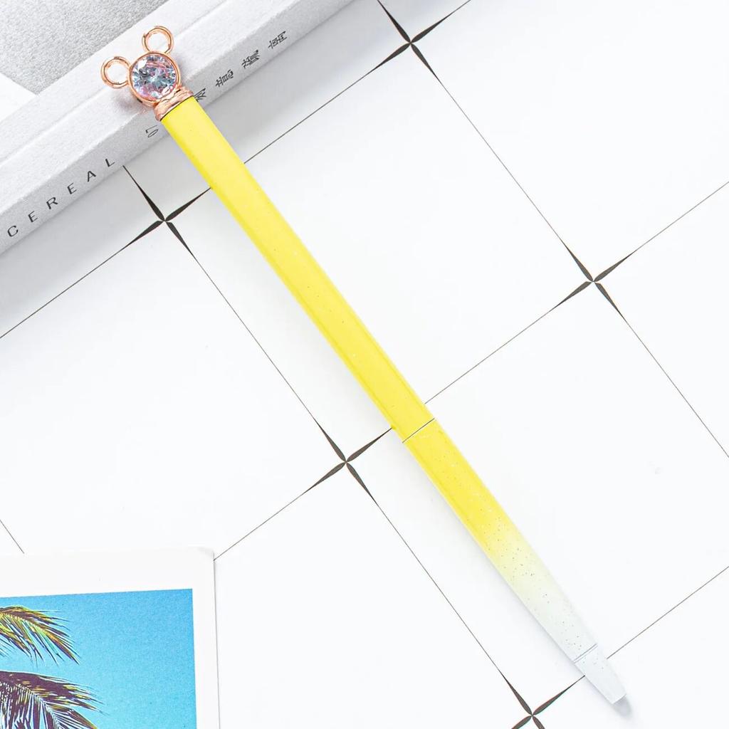 1 Piece Diamond Mouse School Pen Bullet Point Metal Ballpoint Pen Black Writing Pen For Student Rose Gold Stationery