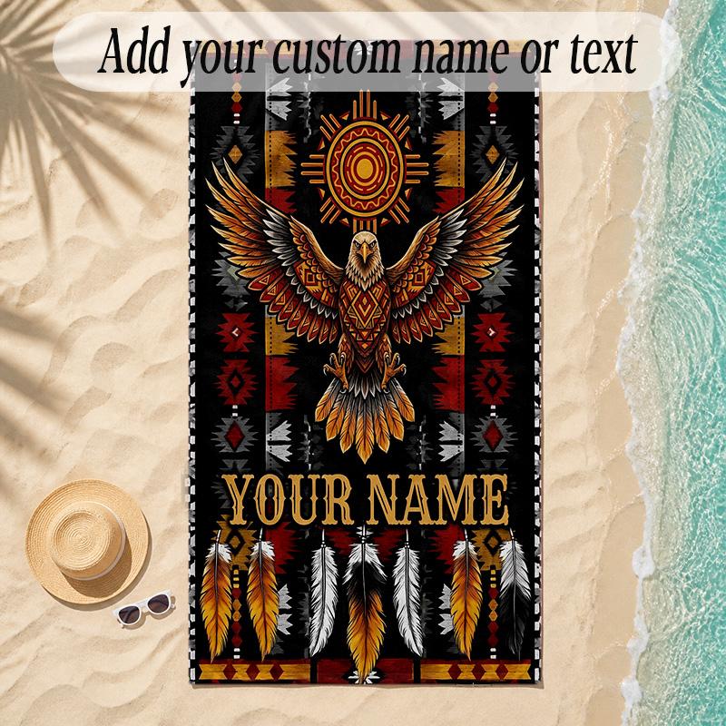 Birds Theme Soft Beach Towel Personalized Custom Name Text Towel Portable for Beach Pool Travel