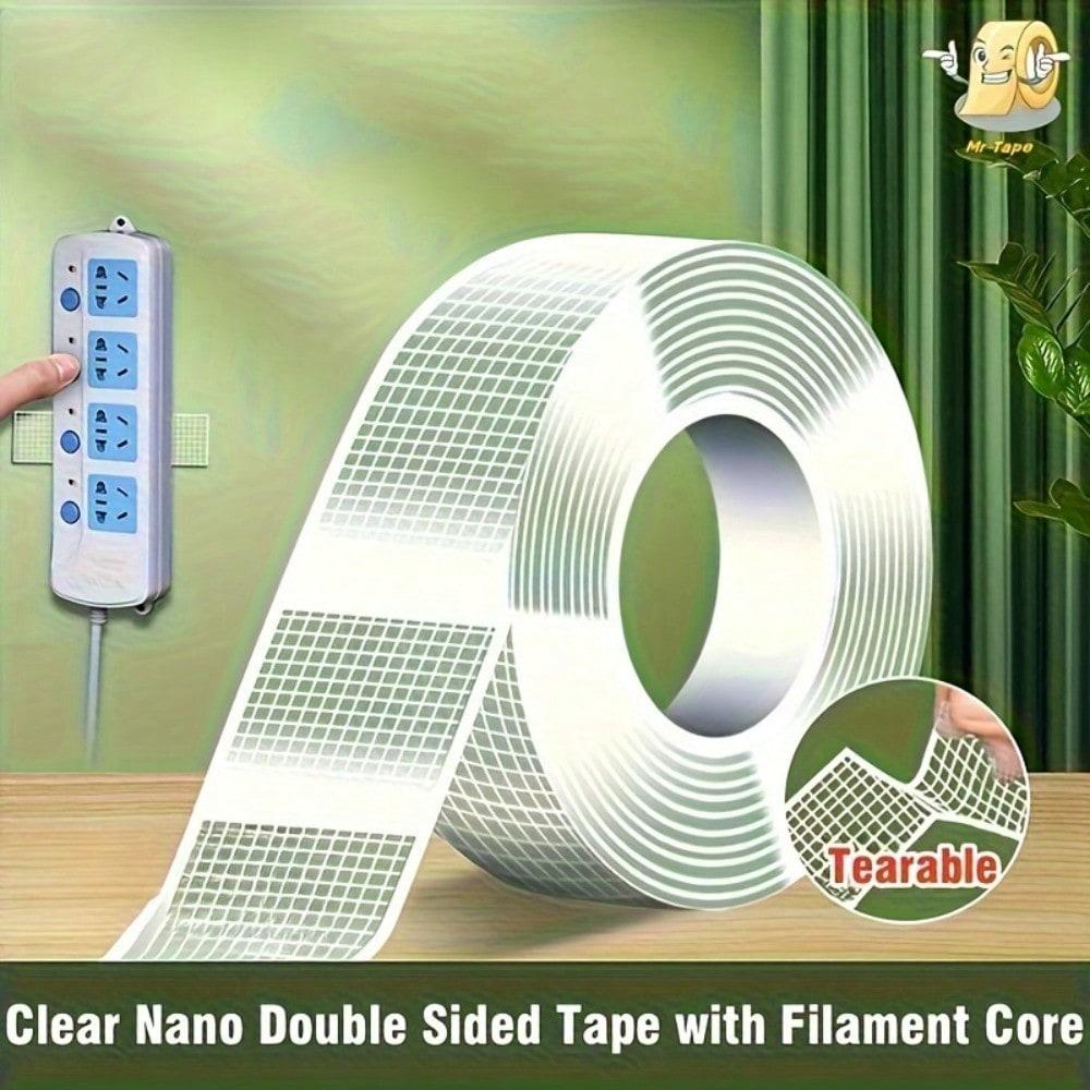 Super Strong Double-Sided Nano Tape - Transparent, Removable, PET Adhesive - Heavy-Duty, Ultra-Sticky Tape, Suitable for Home
