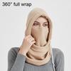 Cycling Face Cover Hat Set High Elasticity Soft Plush Thick Solid Color Keep Warm Regular Fit Washable Winter Cycling Hood for Outdoor