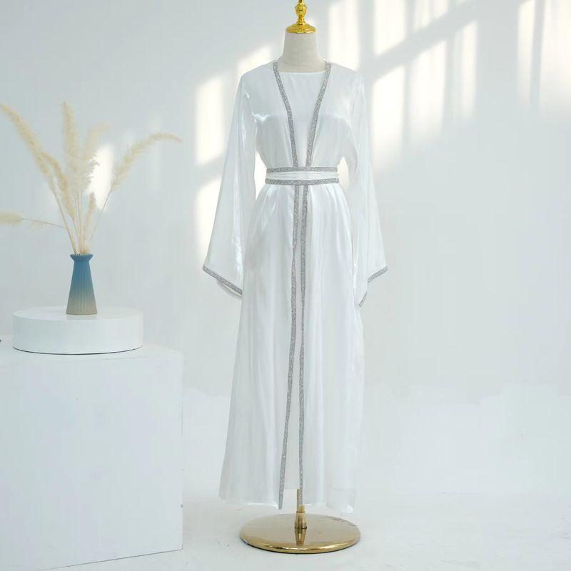 

New Ethnic Style Solid Trim Robe cardigan Dress Ethnic Style Cardigan Dress White Cardigan 2XL