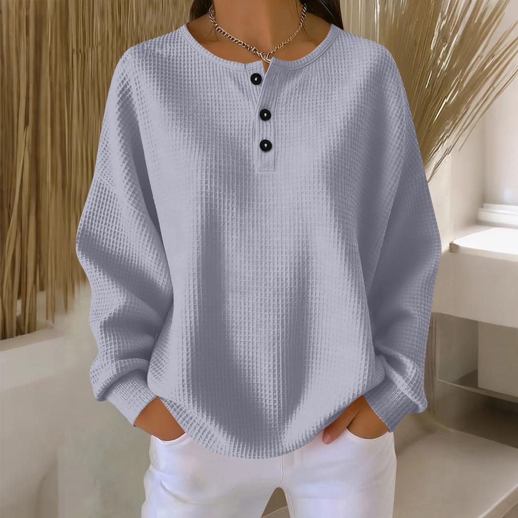 Women's Casual Shirts Long Sleeve Tops Button Up V Neck Loose Knit Fall Favorites For Women
