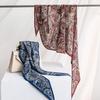 Elegant Double Crepe Women's Scarf: Double-Sided Vintage Print, Fashionable Commute Shawl with Sunscreen and Sunshade Features.