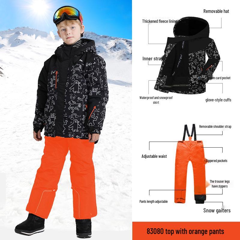 

Детский лыжный костюм Phibee Маленький слон: Ветрозащитный, Водонепроницаемый, Комплект-двойка для мальчиков и девочек 134-140 cm