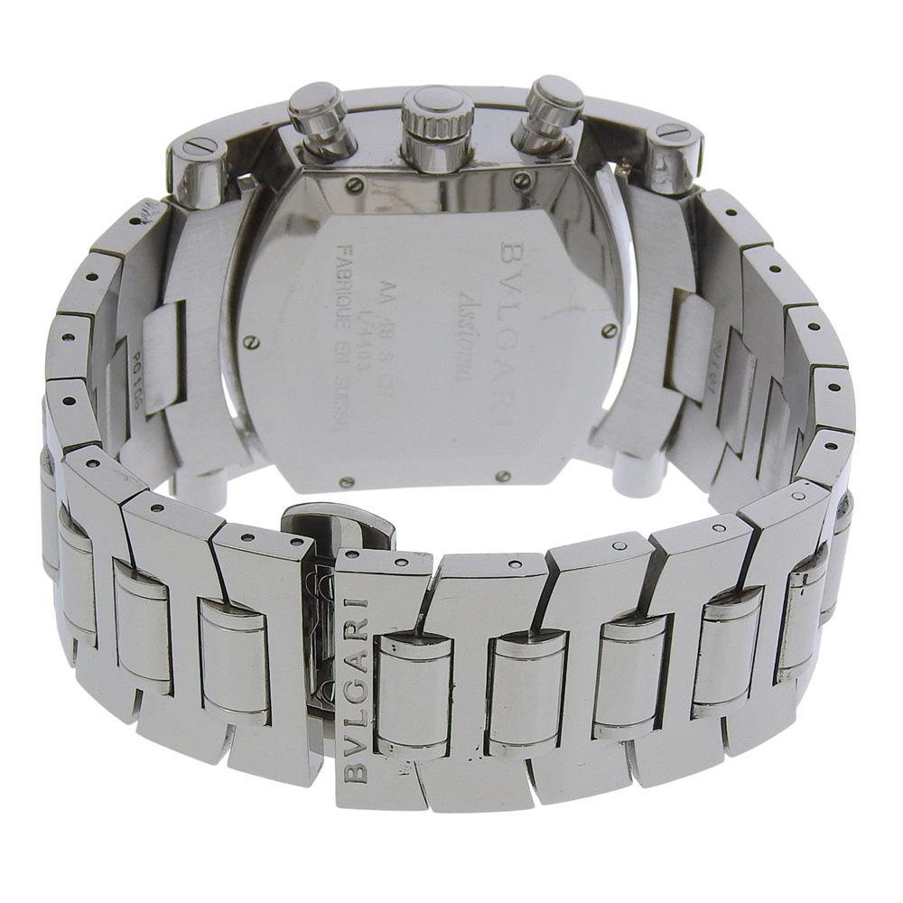 BVLGARI Assioma Watches AA48SCH Silver blackDial Stainless Steel Mechanical Automatic Chronograph mens Used