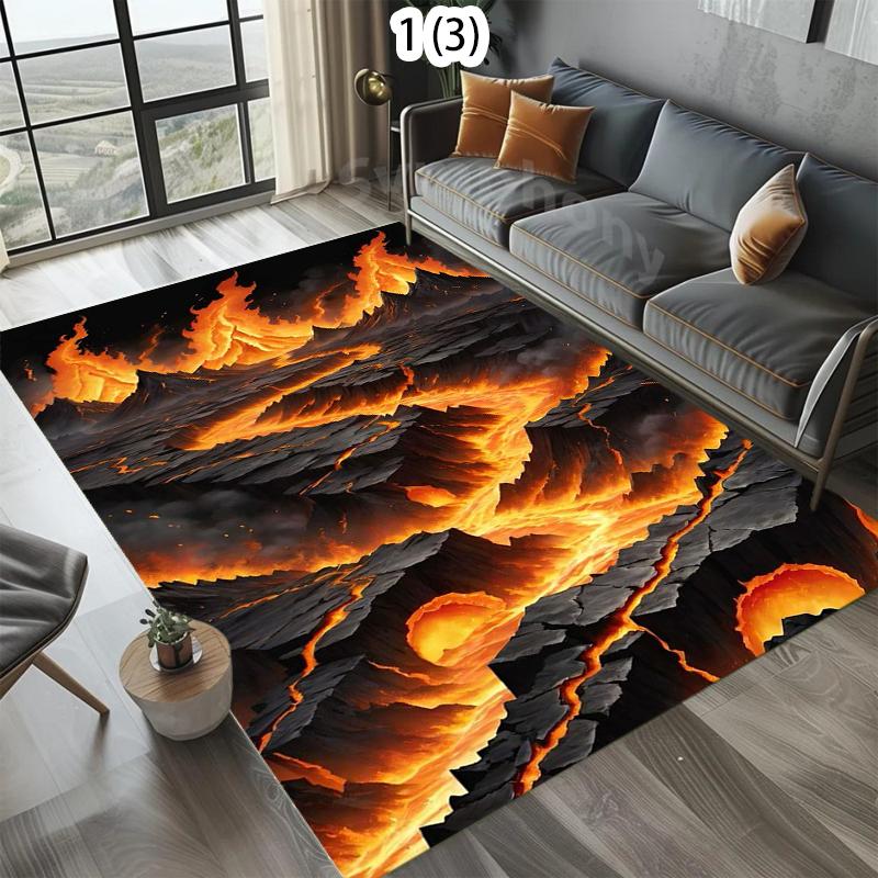 3D Lava Rock Carpet Mat Rug Home Decoration Living Room Bedroom Floor Decor Volcano Magma Design Non Slip Rugs Bedroom Decor