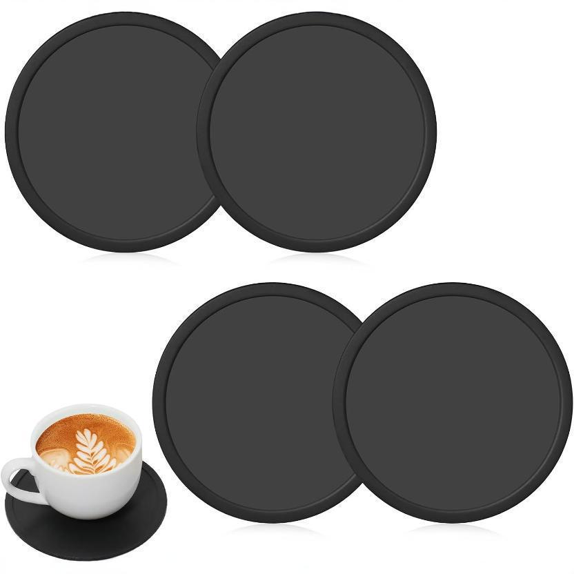 Round Non-slip Silicone Coasters - Insulated, Anti-scalding, Soft Rubber for Coffee & Tea Cups