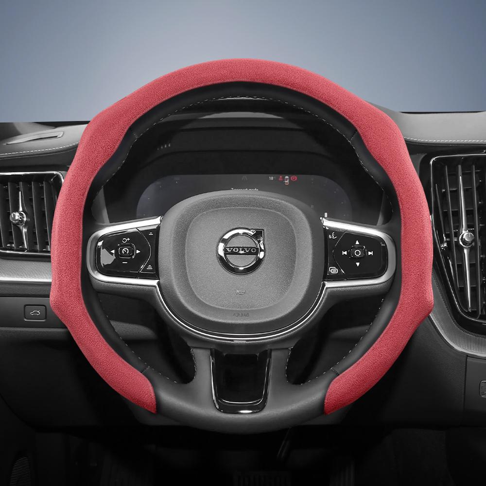 Suitable for Volvo Premium Suede Snap-On Steering Wheel Cover Anti-Slip Durable Xc60 Xc40 Xc90 S90 V60 S60 C40 Recharge V90 Cc Excellence V40 V70