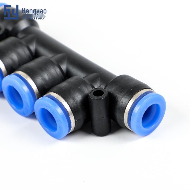 Five-Way Pneumatic Quick Connector: PK6-8 To PKG6-4 Reducer Hose Joint