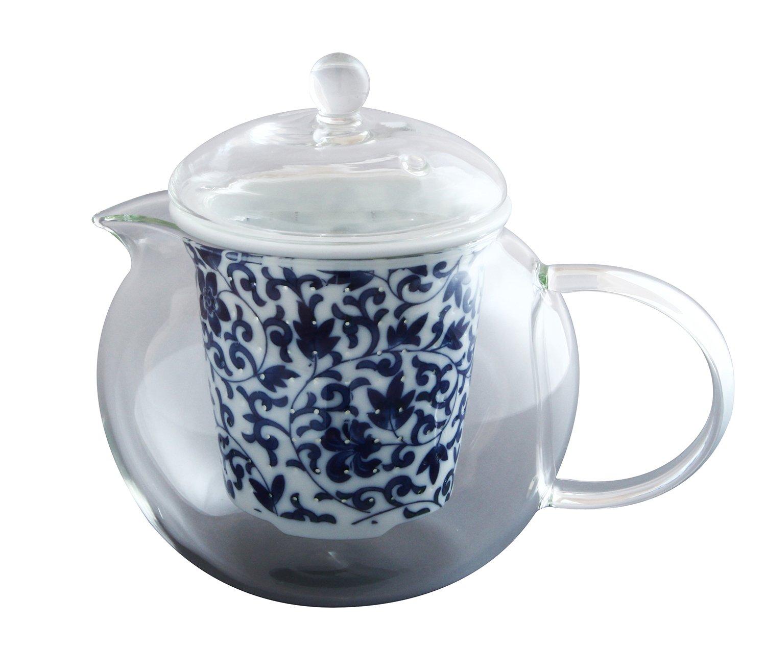 

Toyo Ceramics Arita Ware Celand Glass Stylish Pot, Tessen Arabesque Pattern, FC-550C