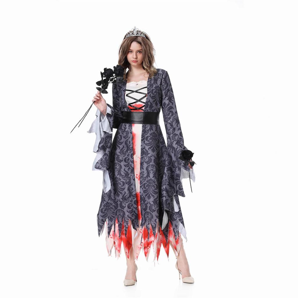 Cosplay Halloween costume masquerade horror skeleton vampire bride zombie bloodstained princess dress woman