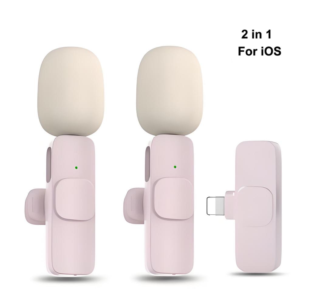 2.4G Wireless Lavalier Microphone Audio Video Recording Mini Mic with Receiver for iPhone Android Live Broadcast Gaming Phone